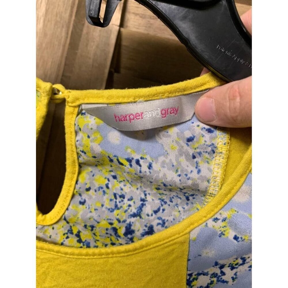 Harper And Gray Blouse Yellow Sleeveless Tank Top Floral Boho Size Medium - Picture 3 of 6